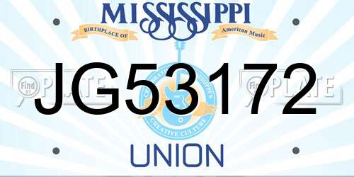 JG53172 Mississippi License Plate