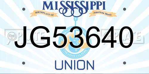 JG53640 Mississippi License Plate