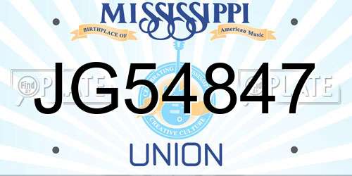 JG54847 Mississippi License Plate