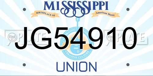 JG54910 Mississippi License Plate