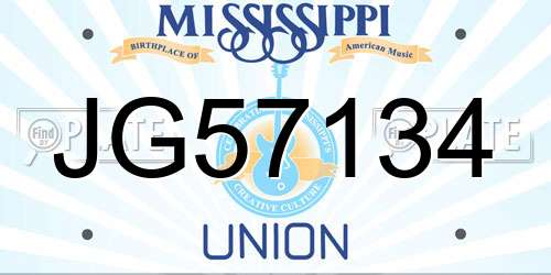 JG57134 Mississippi License Plate