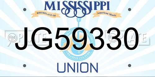 JG59330 Mississippi License Plate