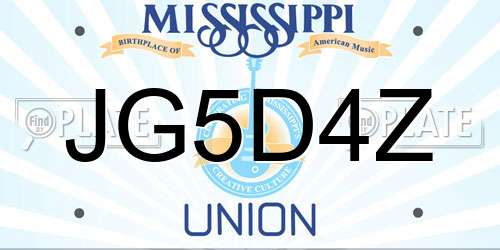 JG5D4Z Mississippi License Plate