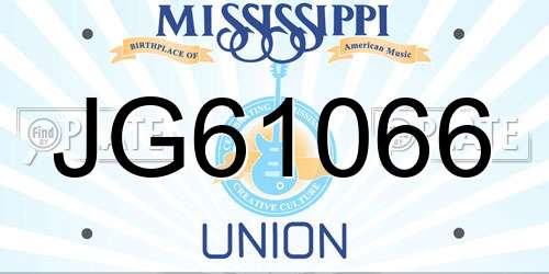 JG61066 Mississippi License Plate
