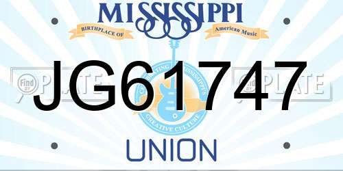 JG61747 Mississippi License Plate