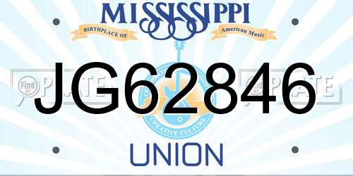 JG62846 Mississippi License Plate