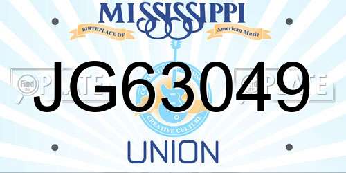 JG63049 Mississippi License Plate