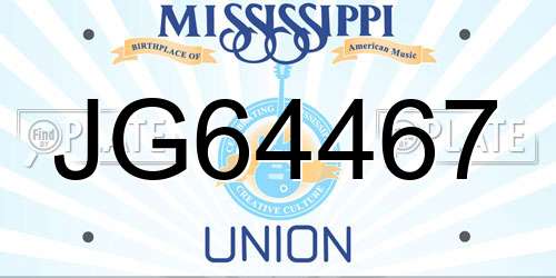 JG64467 Mississippi License Plate