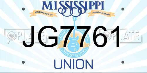 JG7761 Mississippi License Plate