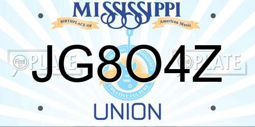 JG8O4Z Mississippi License Plate
