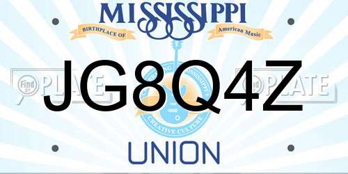 JG8Q4Z Mississippi License Plate