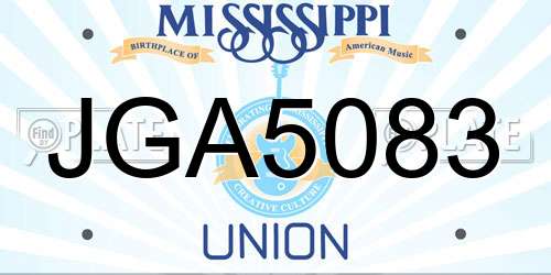 JGA5083 Mississippi License Plate