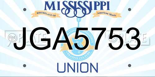 JGA5753 Mississippi License Plate