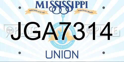 JGA7314 Mississippi License Plate