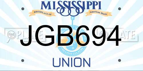 JGB694 Mississippi License Plate