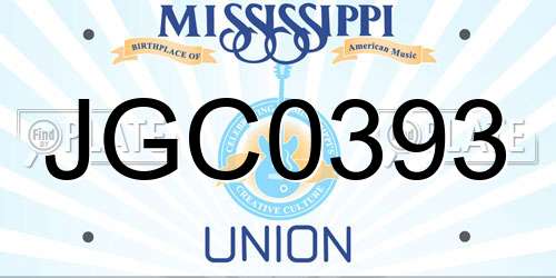 JGC0393 Mississippi License Plate
