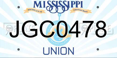 JGC0478 Mississippi License Plate