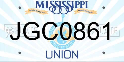 JGC0861 Mississippi License Plate