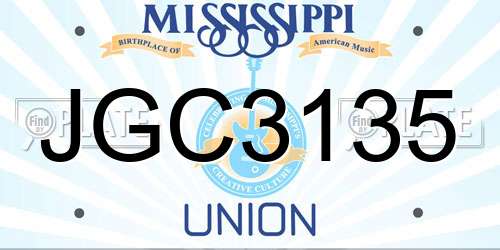 JGC3135 Mississippi License Plate
