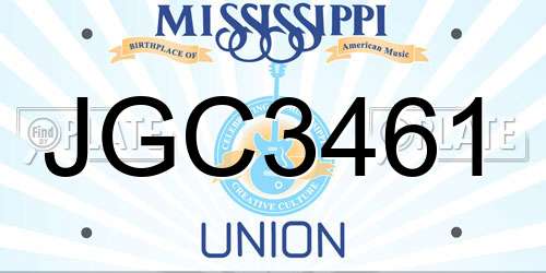 JGC3461 Mississippi License Plate