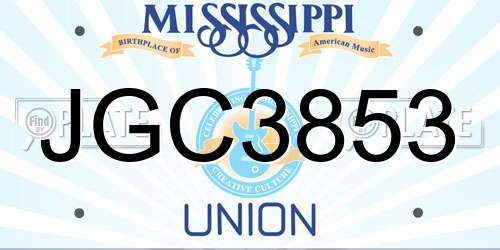 JGC3853 Mississippi License Plate