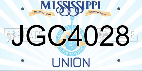 JGC4028 Mississippi License Plate