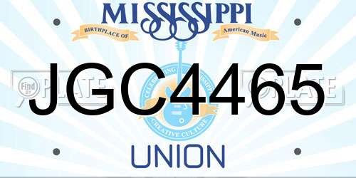 JGC4465 Mississippi License Plate