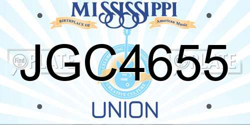 JGC4655 Mississippi License Plate