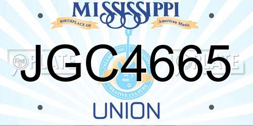 JGC4665 Mississippi License Plate