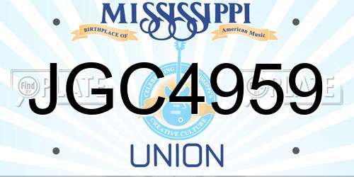 JGC4959 Mississippi License Plate