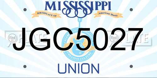 JGC5027 Mississippi License Plate