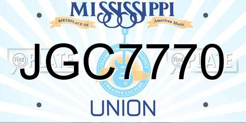 JGC7770 Mississippi License Plate