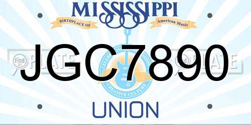 JGC7890 Mississippi License Plate