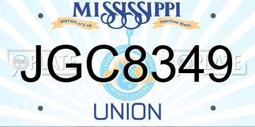 JGC8349 Mississippi License Plate