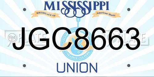 JGC8663 Mississippi License Plate