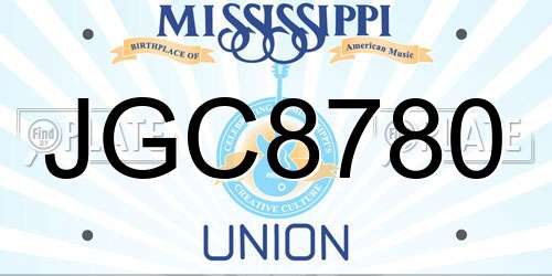 JGC8780 Mississippi License Plate