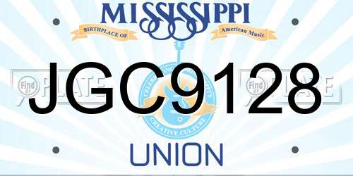 JGC9128 Mississippi License Plate