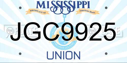 JGC9925 Mississippi License Plate