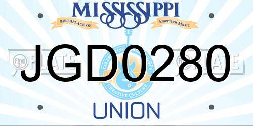 JGD0280 Mississippi License Plate