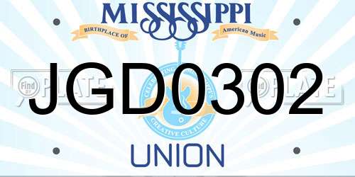 JGD0302 Mississippi License Plate
