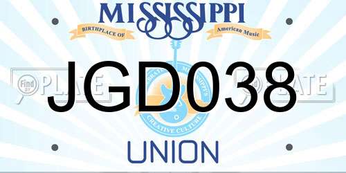 JGD038 Mississippi License Plate