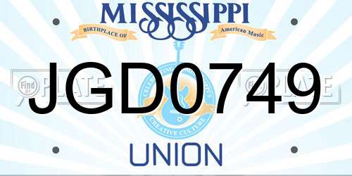 JGD0749 Mississippi License Plate