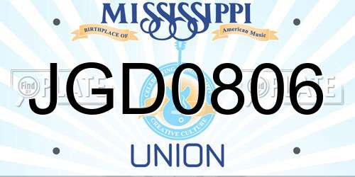 JGD0806 Mississippi License Plate