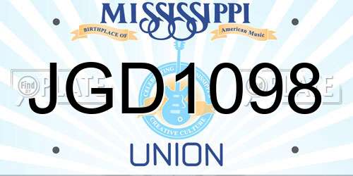 JGD1098 Mississippi License Plate