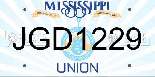 JGD1229 Mississippi License Plate