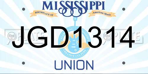 JGD1314 Mississippi License Plate