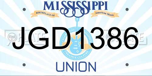 JGD1386 Mississippi License Plate