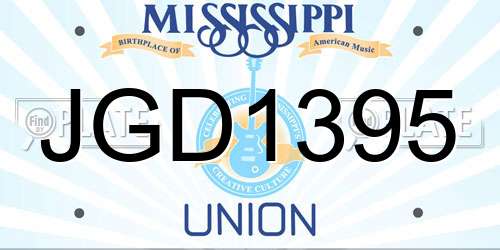 JGD1395 Mississippi License Plate