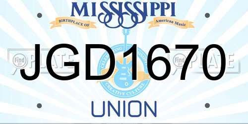 JGD1670 Mississippi License Plate