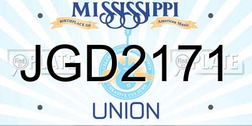 JGD2171 Mississippi License Plate